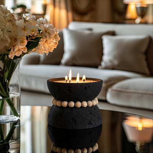 Beeswax Scented Candle with Resincrete vessel