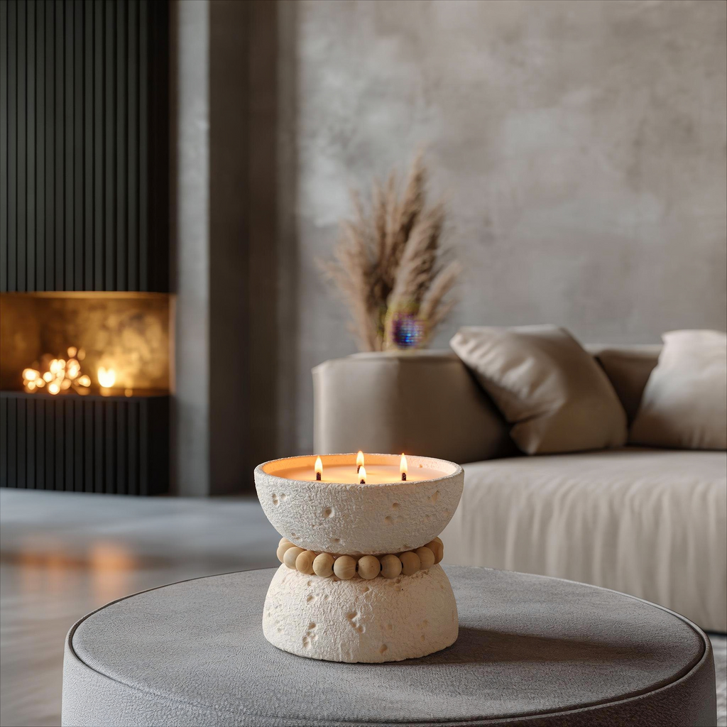 Beeswax Scented Candle with Resincrete vessel