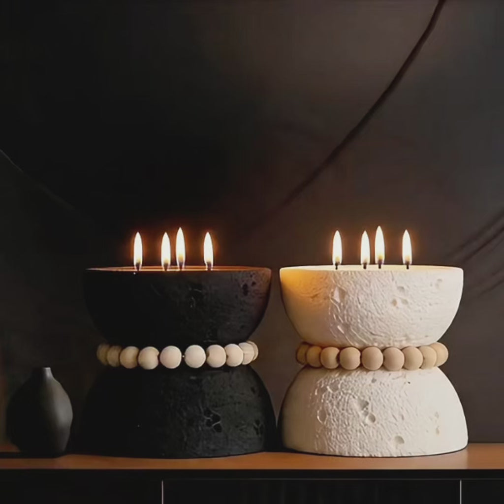 Beeswax Scented Candle with Resincrete vessel