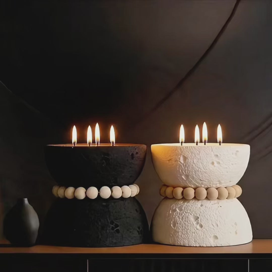 Beeswax Scented Candle with Resincrete vessel